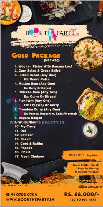 Gold Package Rs. 66,000/- (non veg) 