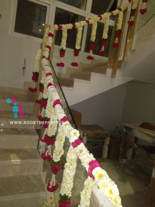 Lilies and Roses Garland for Staircase Decoration - 15 running feet 