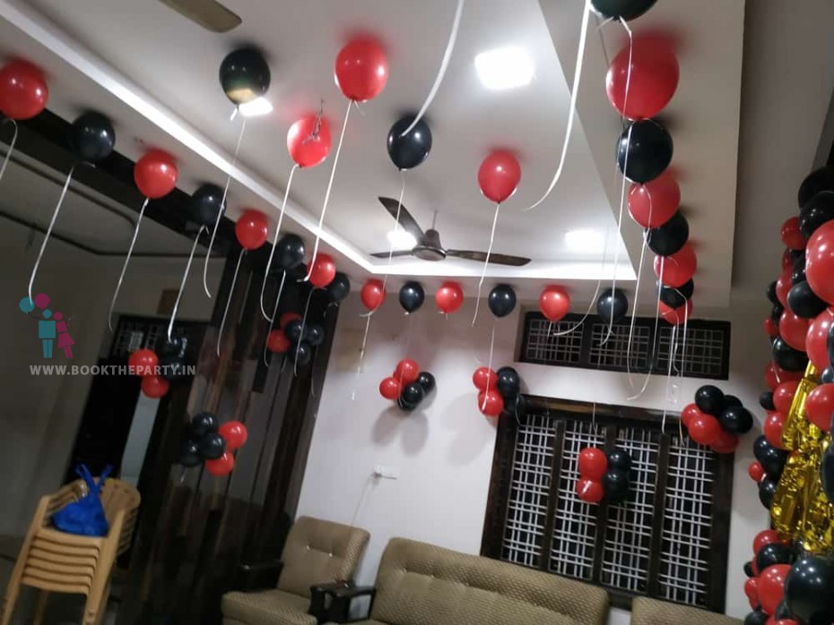 Party with Black and Red Foil Balloons