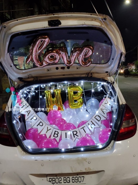 Car Decor with Balloons & Banner