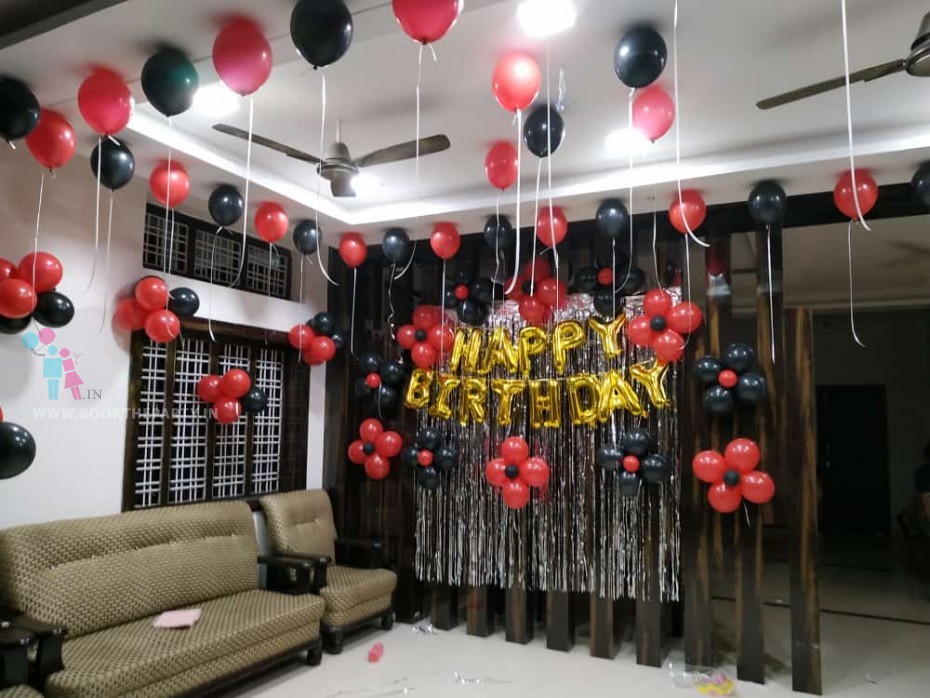 Party with Black and Red Foil Balloons