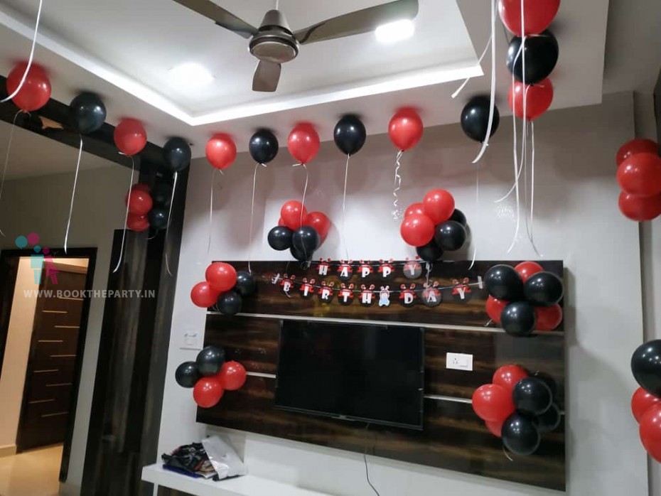 Party with Black and Red Foil Balloons