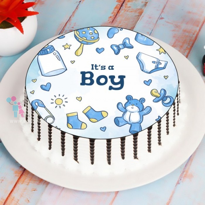 Welcome Boy Photo Cake