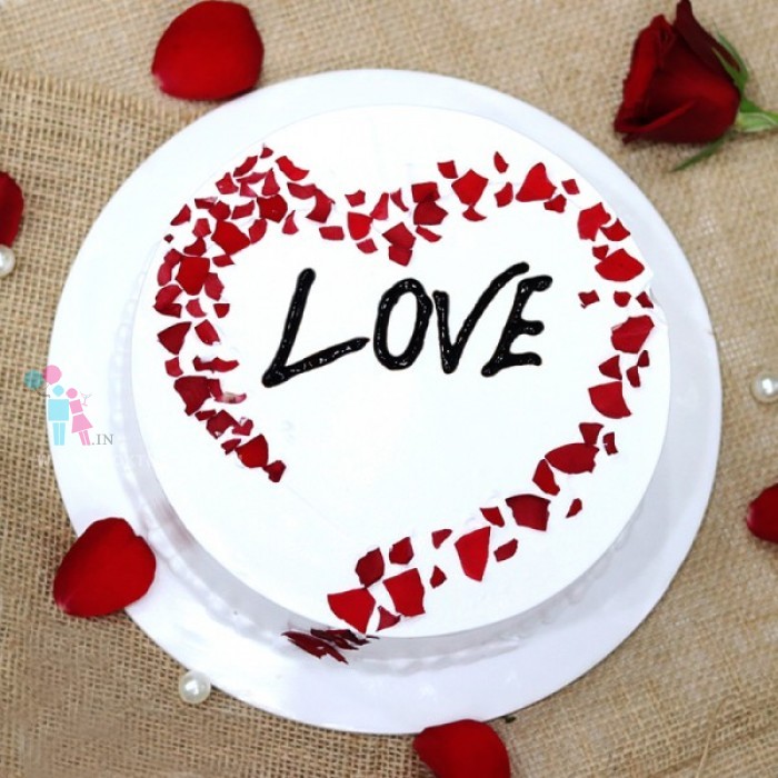 White and Red Love Cake