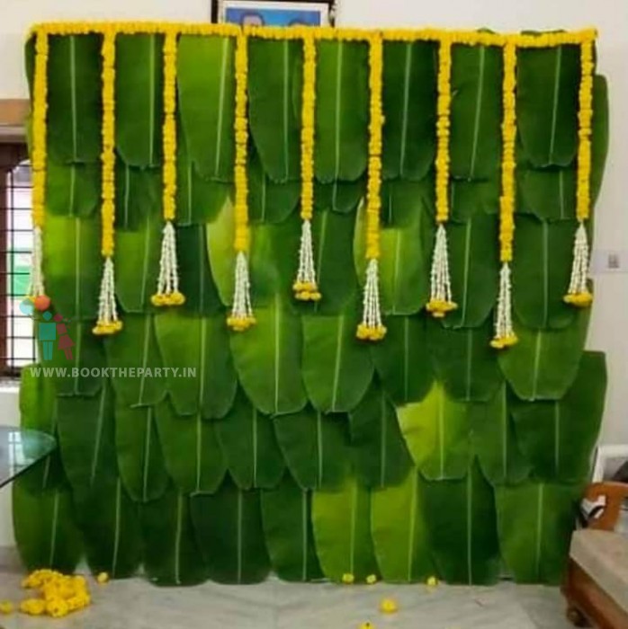 Banana Leaves with Marigold flowers
