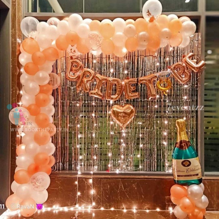 Peach White Balloons bride to be decor 