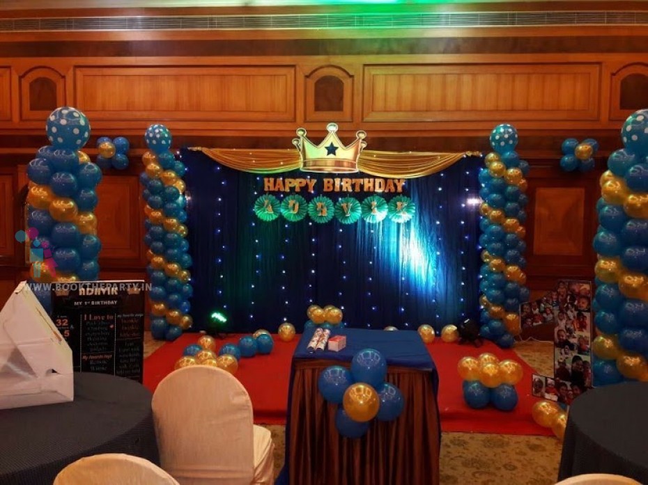 Blue and Gold Drapes with Crown Theme 