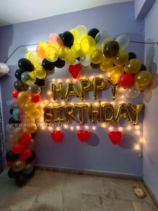 Multi colour balloons decor with Happy Birthday foil balloons