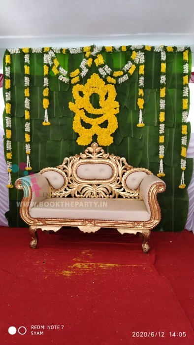 Banana Leaves with Ganesh Flower Pasting Theme 