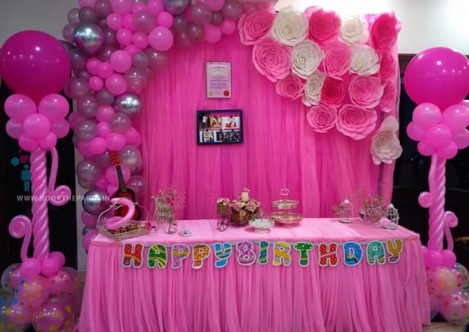 Pink Frills with Paper Flowers and Balloons 