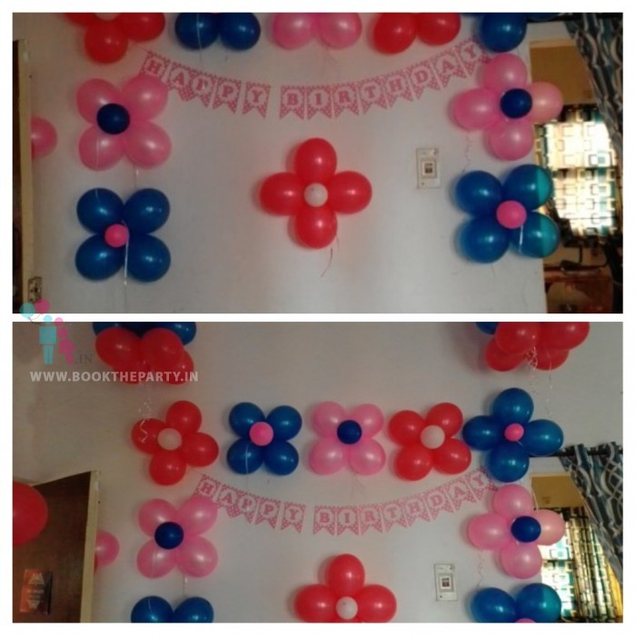 Banner with The Balloon Decor and Ribbons 