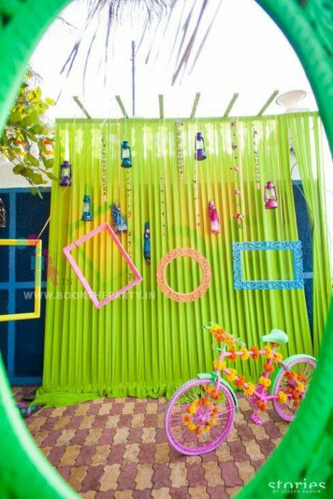 Green Drapes with Props Hangings 