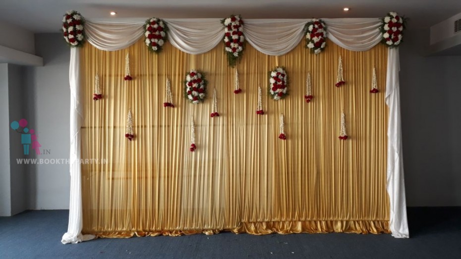 Golden and White Drapes With Bouquets