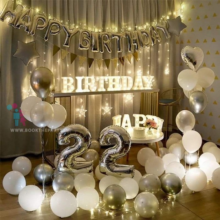 Foil Balloons Theme Silver & White 