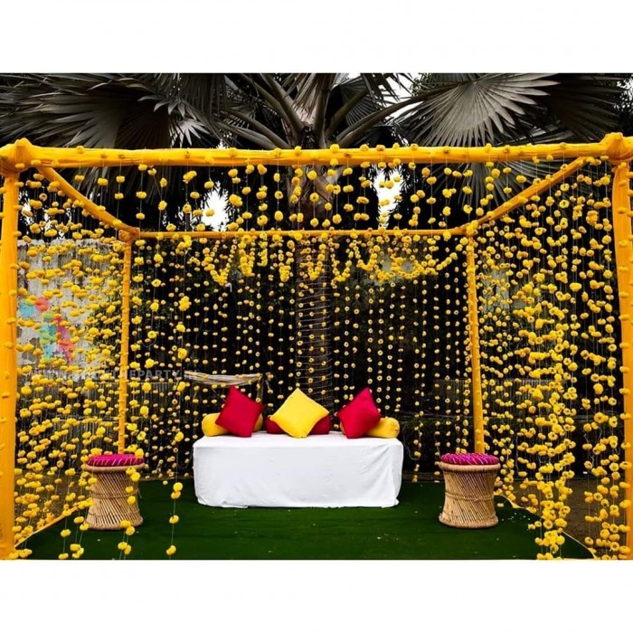 Yellow Artificial Floral Decor with Diwan 