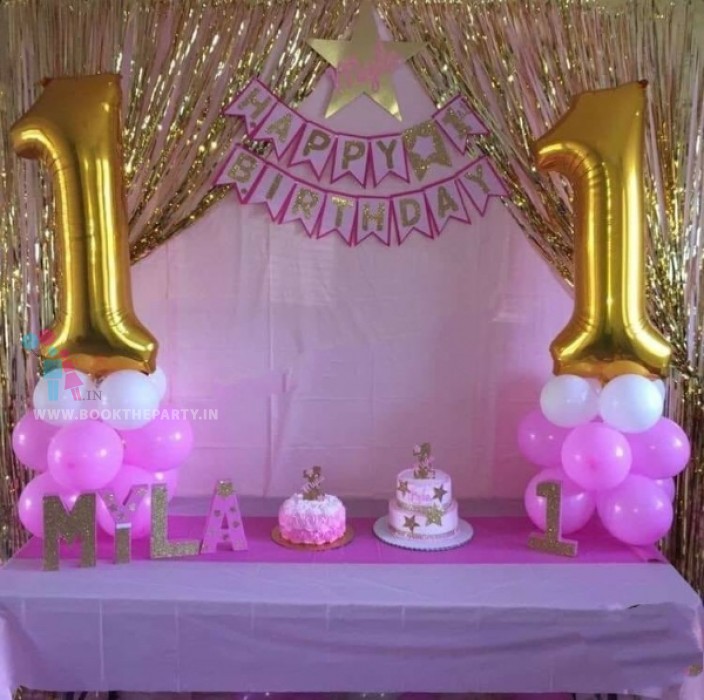 Pink Drapes with Foil Fringe Curtains Theme 