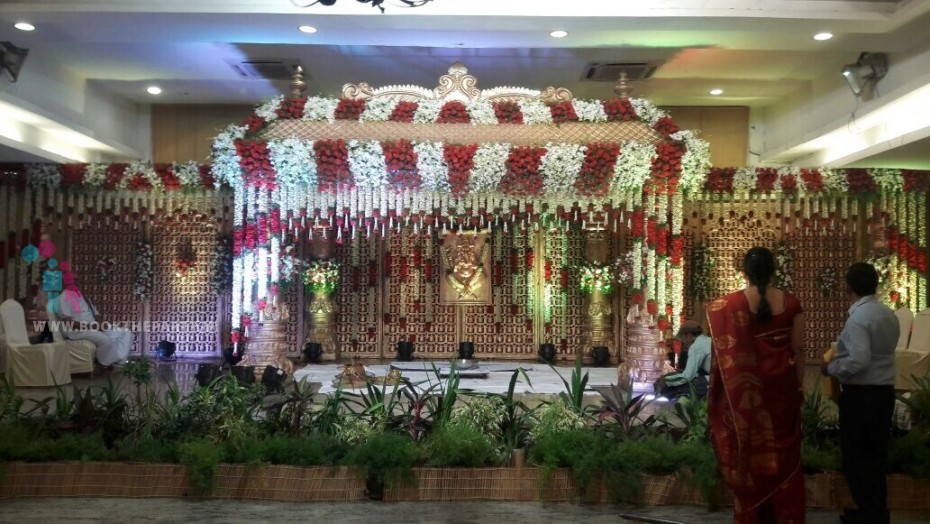 Red and White Floral Fiber Mandapam 