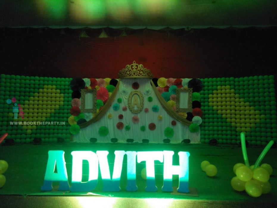 Crown Theme with Balloon Wall and Paper Fans