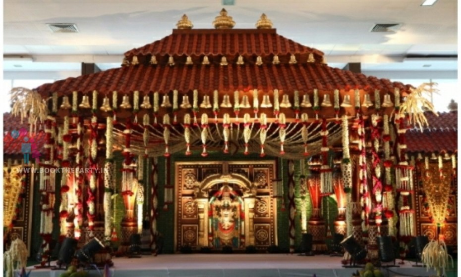 Kerala Mandapam with Bells and Coconut Backdrop