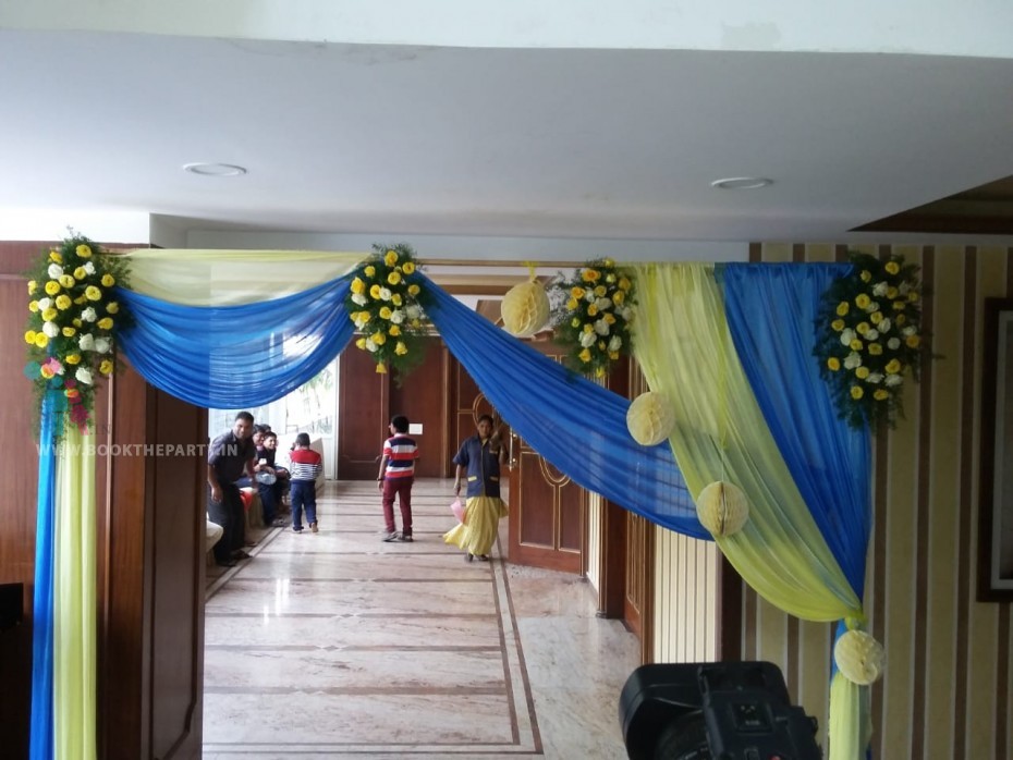 Golden and White Drapes With Bouquets