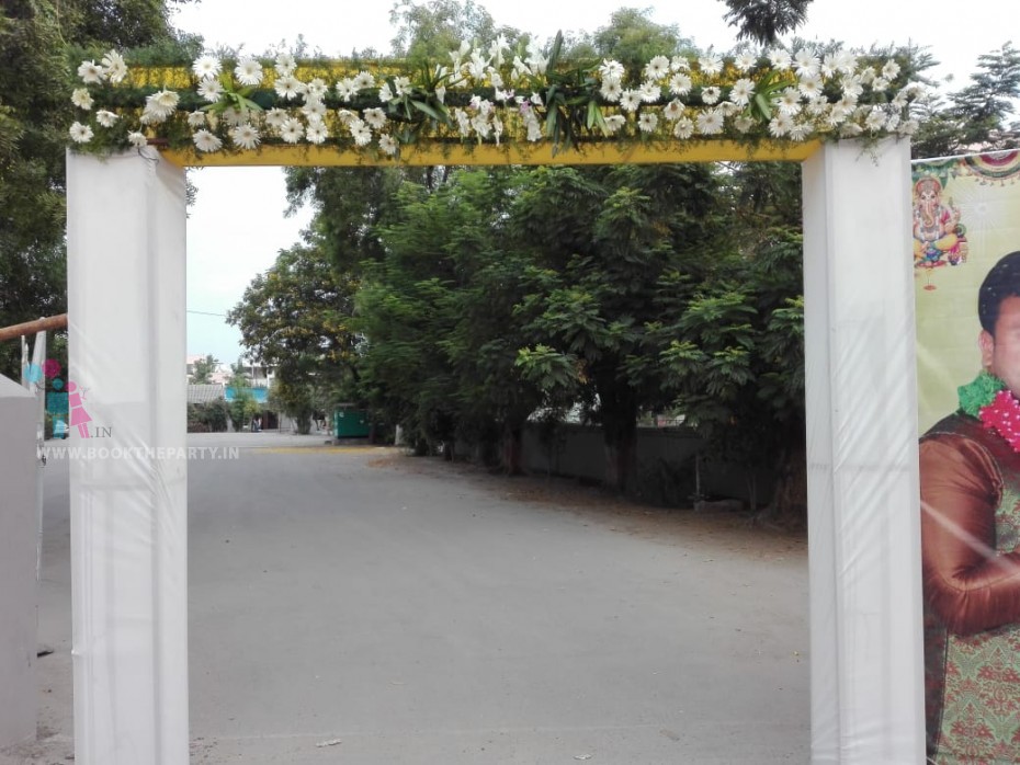 Golden Drapes with Mirror Hangings Mandapam 