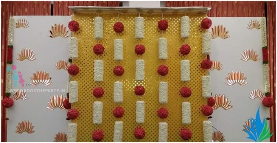 Yellow Drapes with Rose Balls