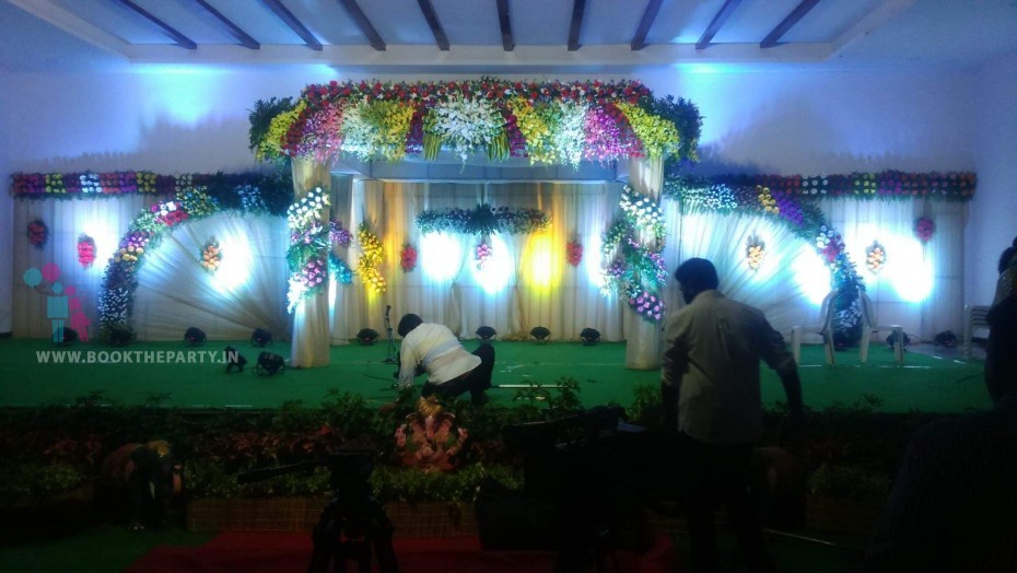 Round Mandapam with White Drapes 