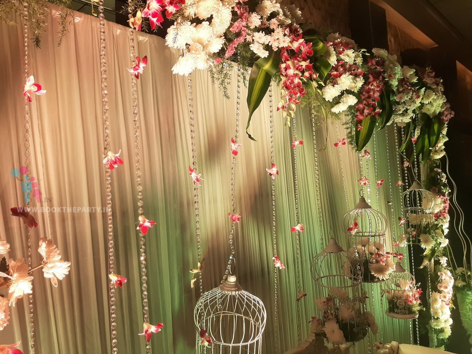 White Drapes with Crystals & Bird Cages 