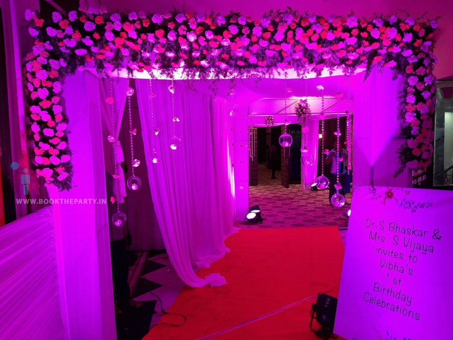Drapes with Artificial Floral Decoration 