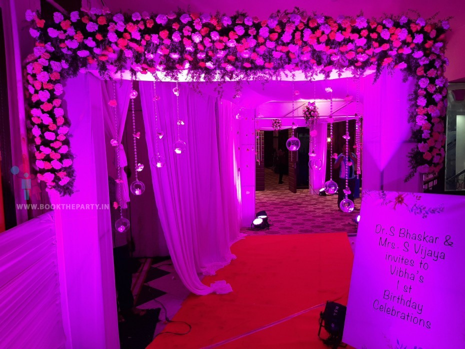 Drapes with Artificial Floral Decoration
