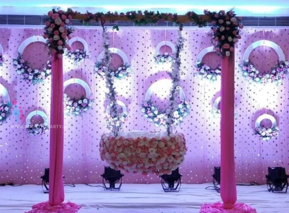 Beautiful Ring Ceremony With Pink Decor In Chattarpur, Delhi