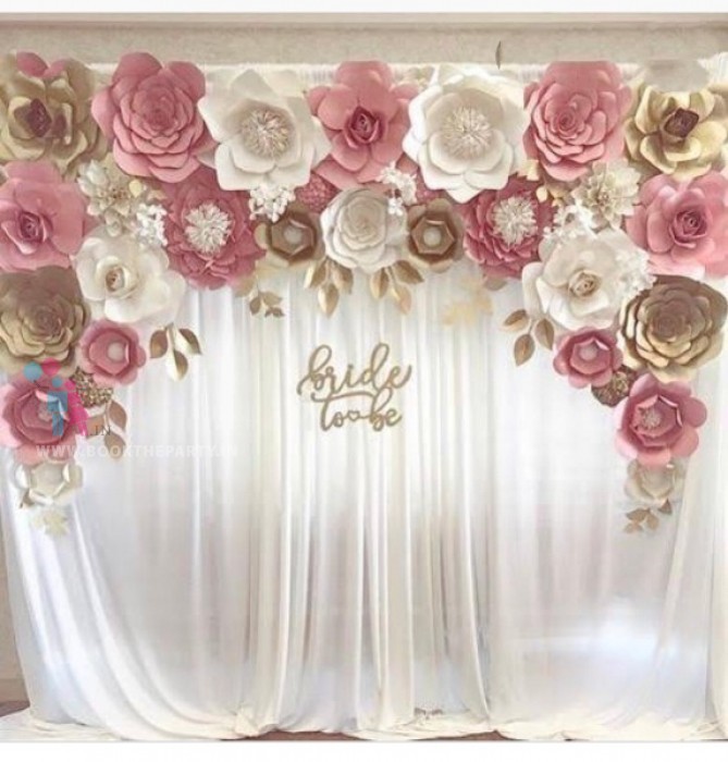 White Drapes With Paper Flowers Theme 