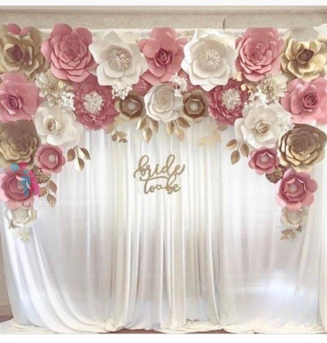 White Drapes With Paper Flowers Theme