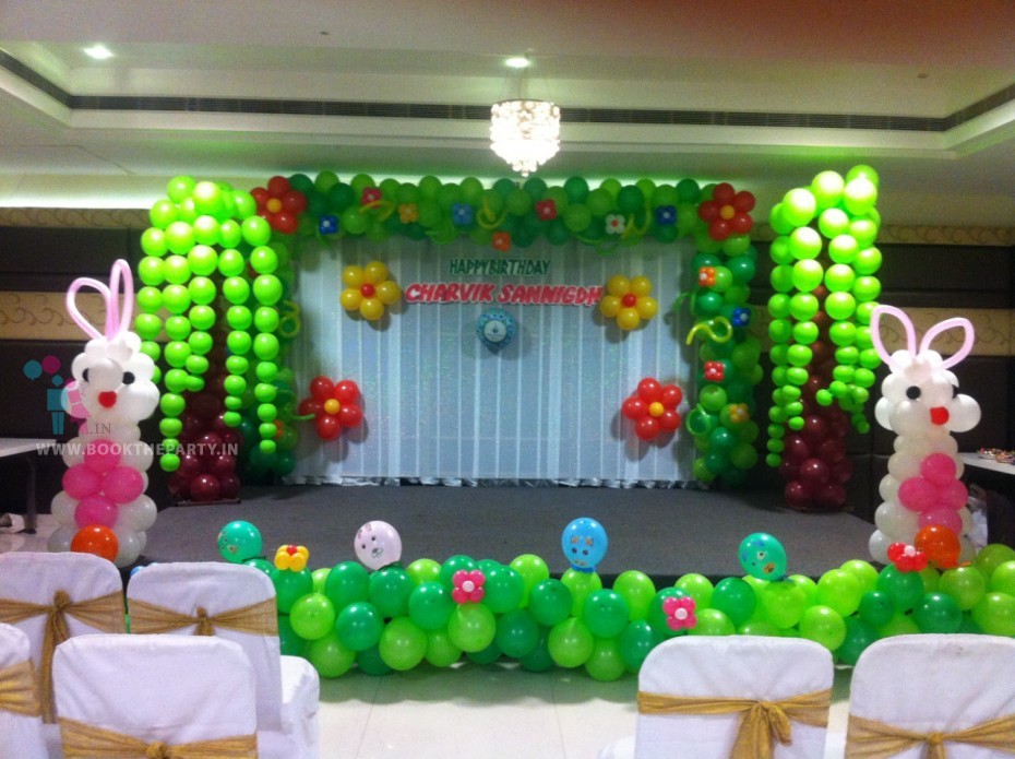 White Drapes with Rabbit Stands and Trees 