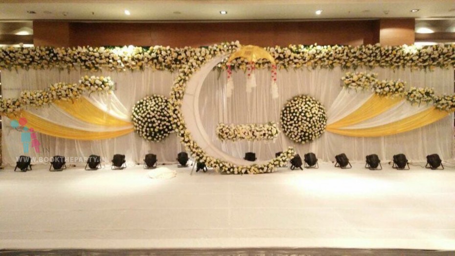 White & Gold Drapes With Moon Cradle Theme 