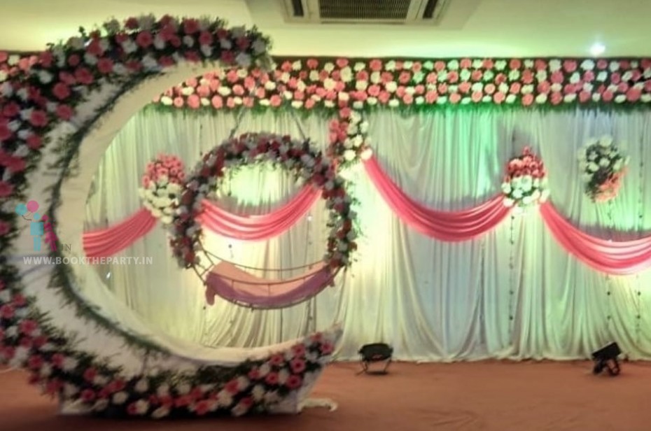 Moon Cradle With Floral Border And Drapes Theme 