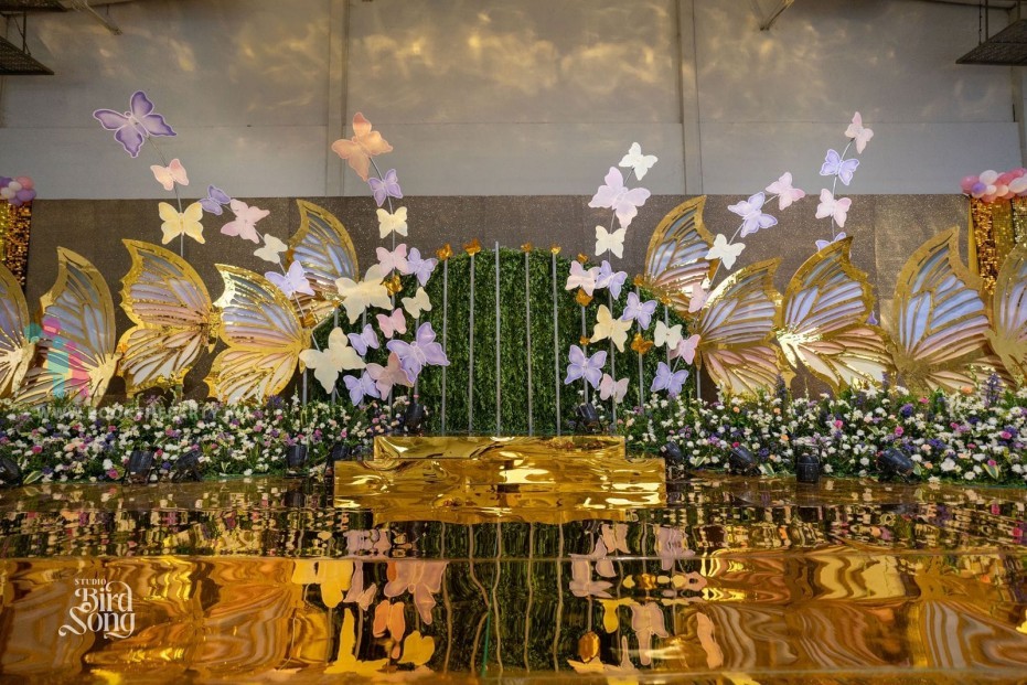Gold Butterfly Theme with Golden Acrylic Floor 