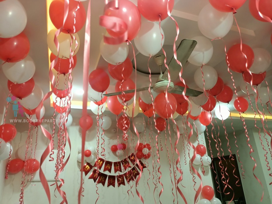 Red and white balloons decoration