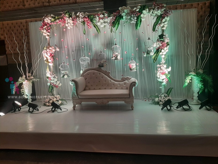 White Drapes with Crystals & Bird Cages