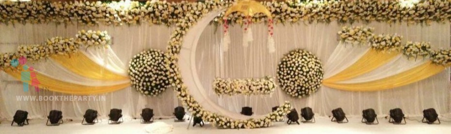 White & Gold Drapes With Moon Cradle Theme 