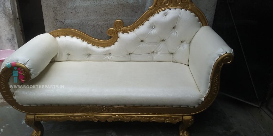 White and Gold Colored Sofa