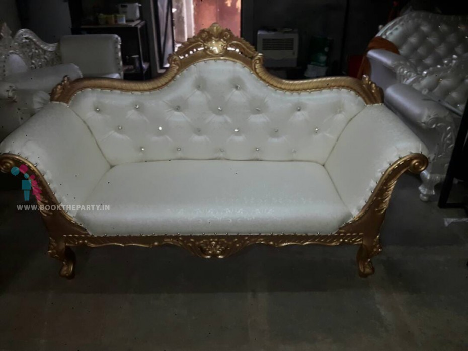 Gold and White Sofa