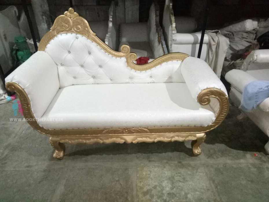 Golden and Partially White Sofa 