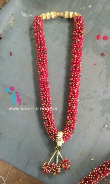 Red with White Rose Petals Garland