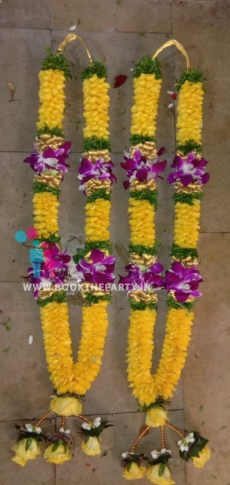 Yellow Roses with Orchids Garland