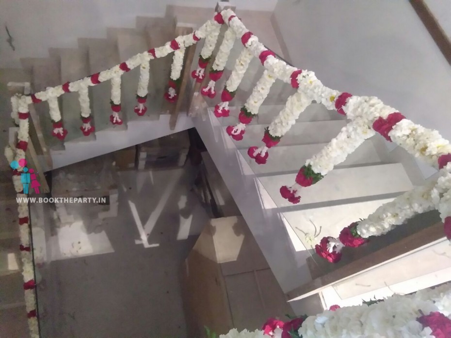 Lilies and Roses Garland for Staircase Decoration - 15 running feet 