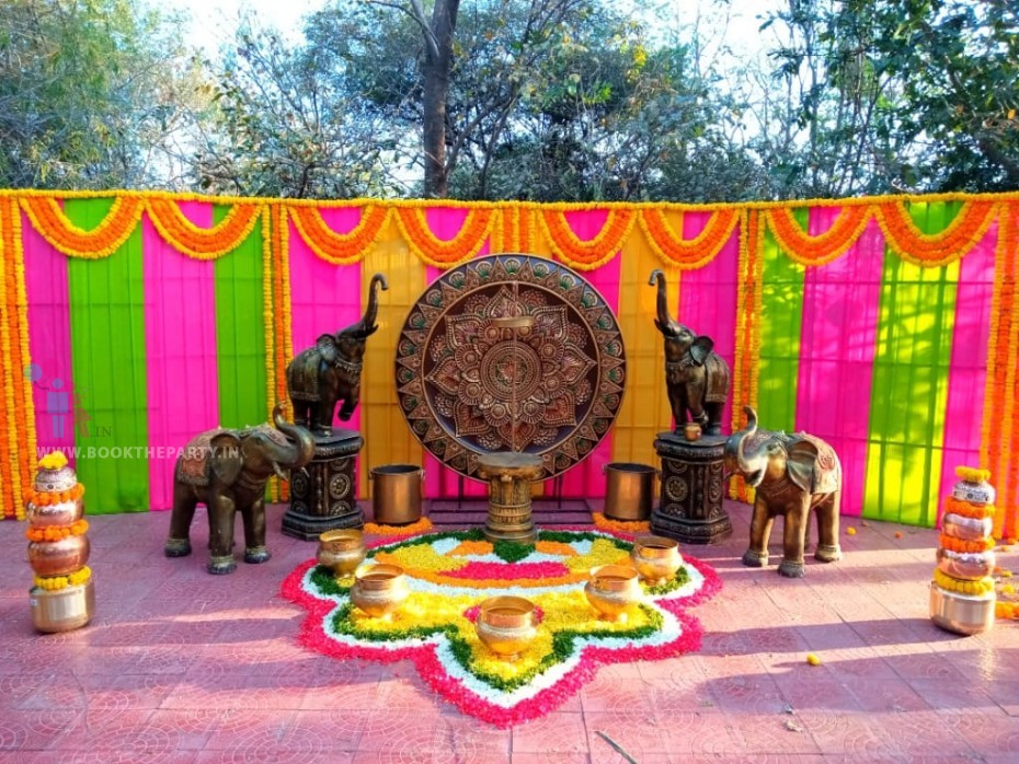 Mangalasnanam with Elephants Set up Mangalsnanam BookTheParty.in