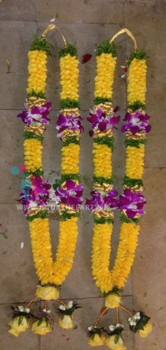 Yellow Roses with Orchids garland