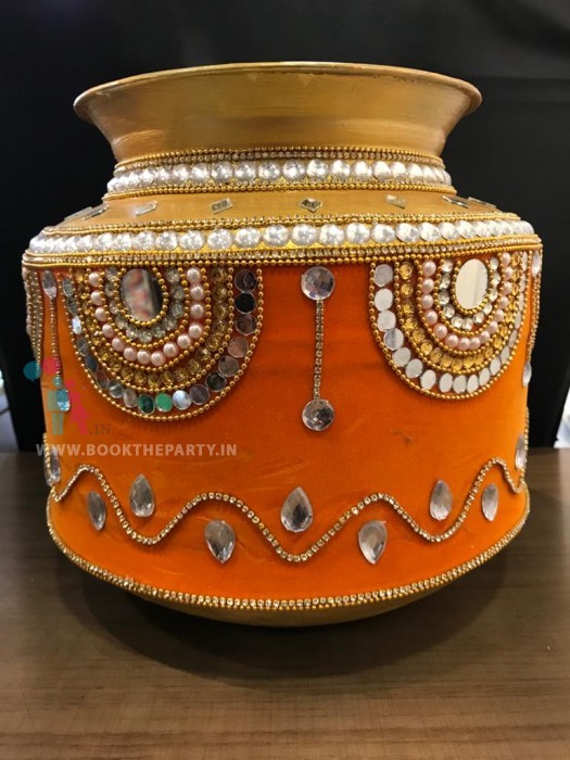 Ungurala Binda with Orange Velvet and Heavy Beeds Work 